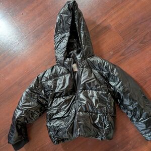 Crewcuts Glossy Black Hooded Puffer Jacket